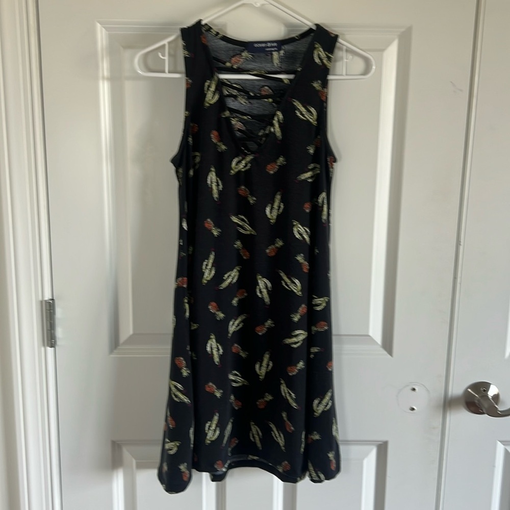 Ocean Drive Size Small Navy Blue Cactus & Pineapple Tank Dress